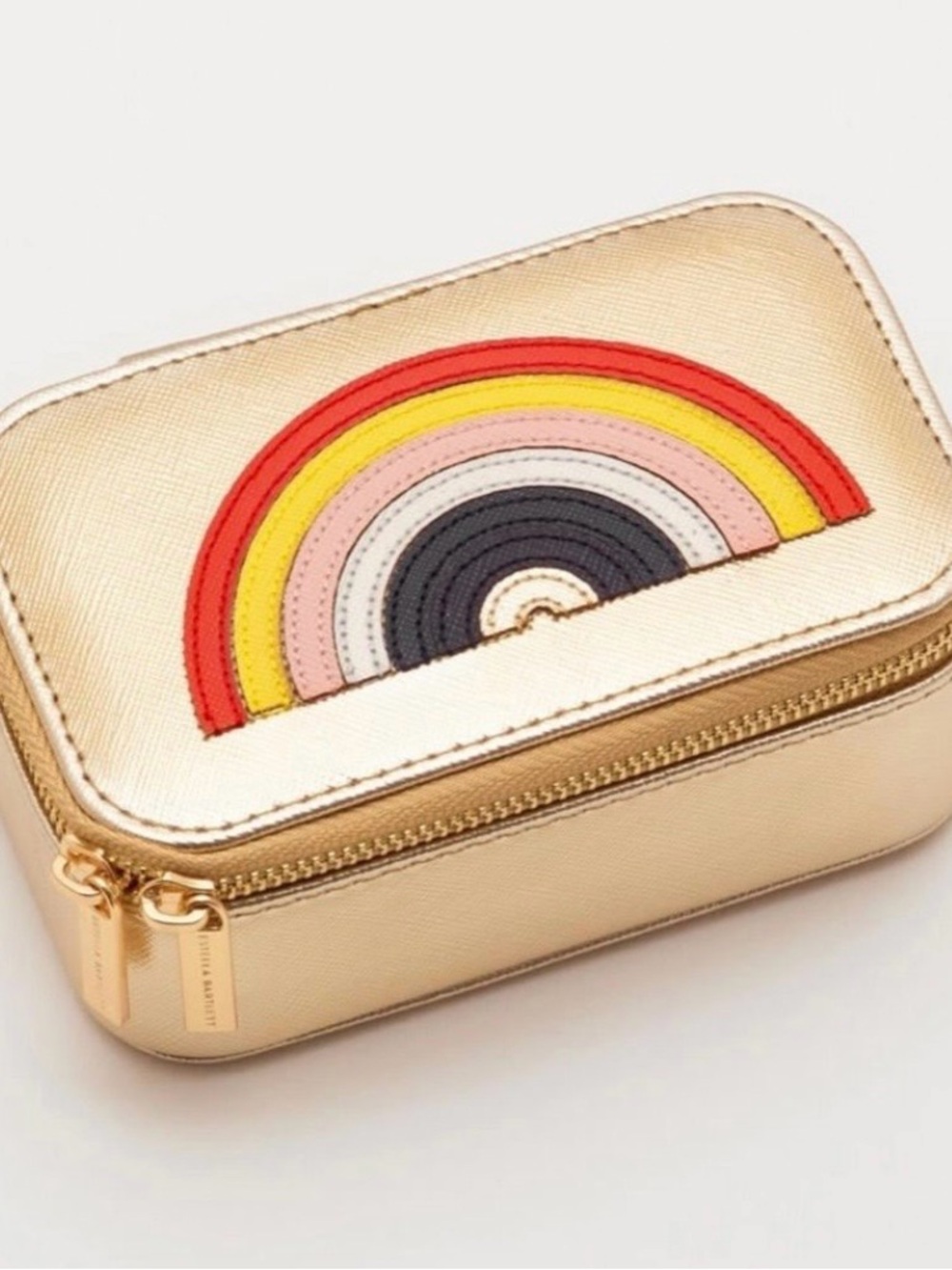 Estella Bartlett Mini Jewelry Box – Gold with Rainbow Appliqué